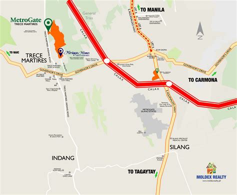 Detailed Road Map of Trece Martires .
